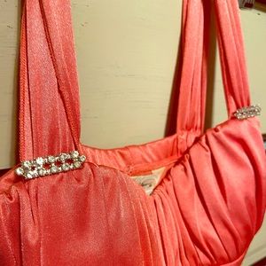 Peachy orange formal party prom dress